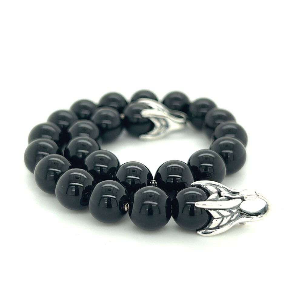 David Yurman Authentic Estate Onyx Spiritual Beads Bracelet 8.5" Silver DY447 - Picture 8 of 10